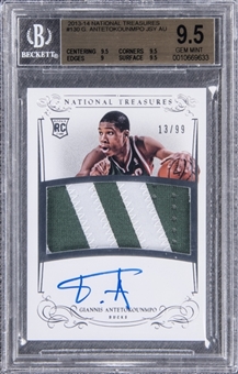 2013-14 Panini National Treasures Jersey Autograph #130 Giannis Antetokounmpo Signed Patch Rookie Card (#13/99) – BGS GEM MINT 9.5/BGS 10